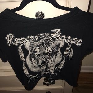 LF black graphic tiger cropped tee